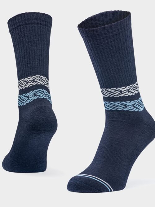 Kasdienės merino vilnos kojinės, unisex - baltos ir mėlynos