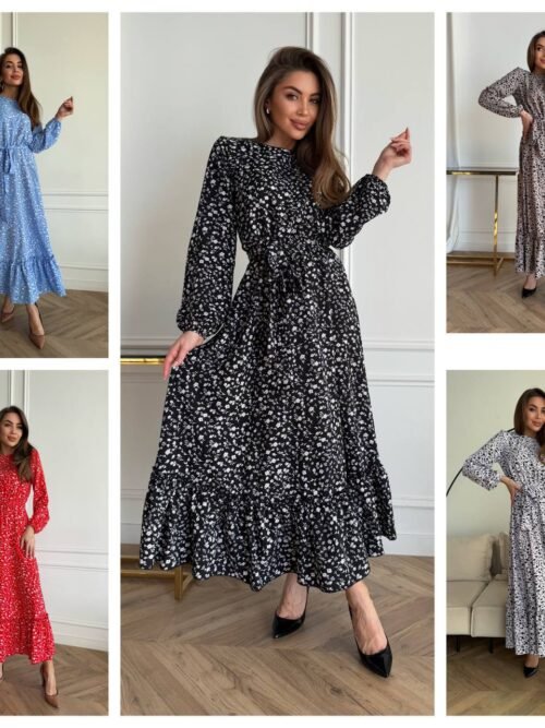 Midi suknelė ilgomis rankovėmis