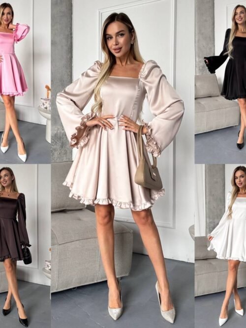 Įliemenuota suknelė plačiomis rankovėmis