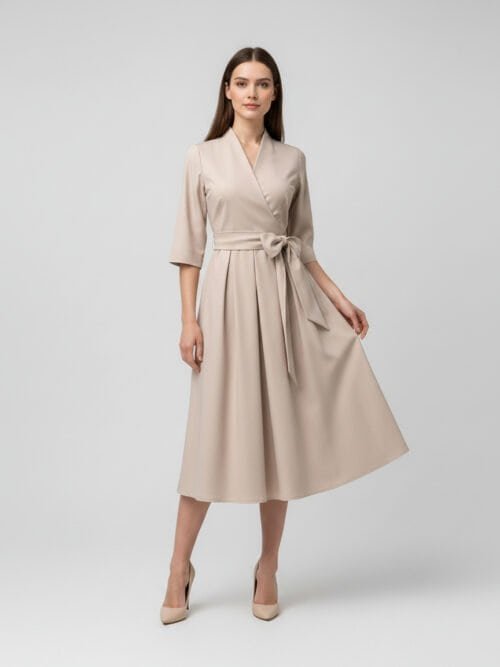 fashn-export-1780559225142 Sujuosiama midi ilgio suknelė 3/4 rankovėmis