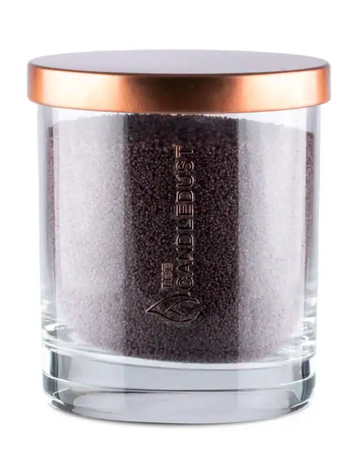 Dark-lilac-Sand_Candle_sand Bekvapė biri žvakė tamsios lelijų spalvos 160g. (degimo laikas ~30 val.)