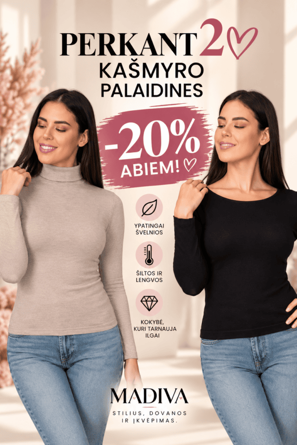 file_0000000042008246b674d2c16896996a 2 palaidinės su kašmyru - specialus pasiūlymas su 20% nuolaida. Kūno spalvos golfas ir juoda palaidinė atviru kaklu